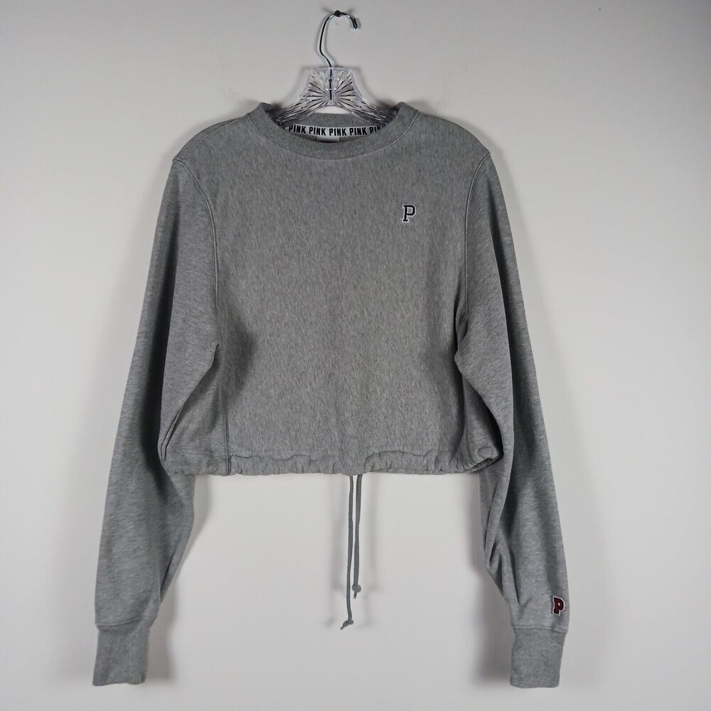 PINK victoria's secret crop sweatshirt xs gray